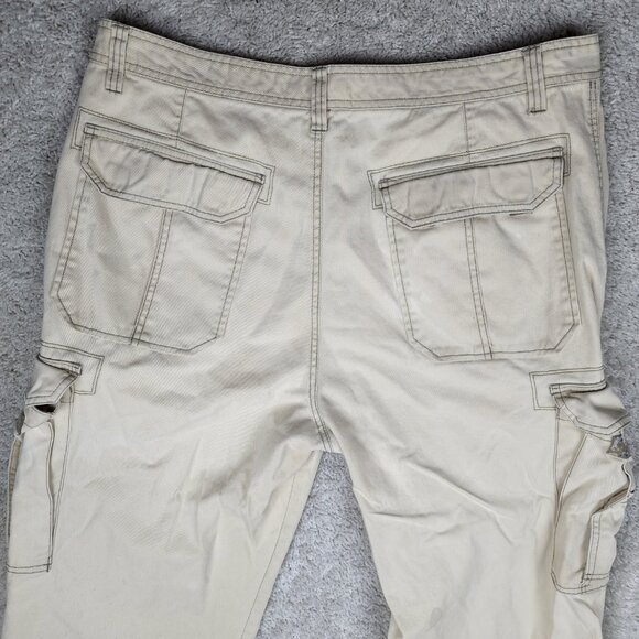 Union Bay Cargo Pants Cream Tan Baggy 2000s Vintage Sz 38x29 Relaxed Fit Y2K VTG - Picture 5 of 9